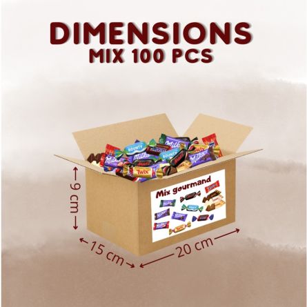 Mix gourmand 100 pcs dimensions