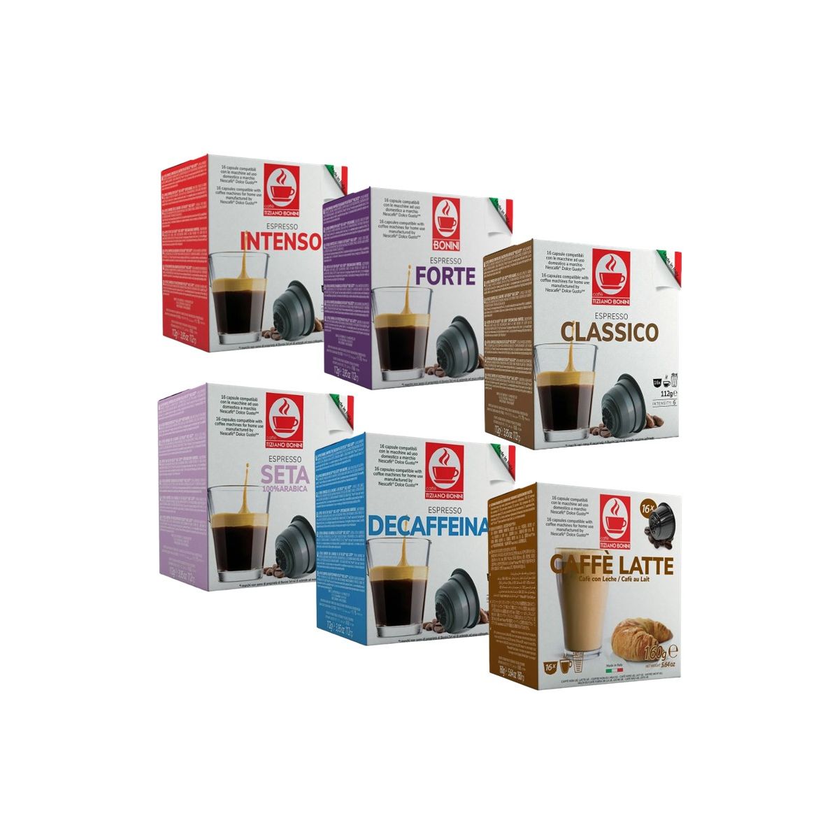 Bonini pack café - 6 boites 16 capsules