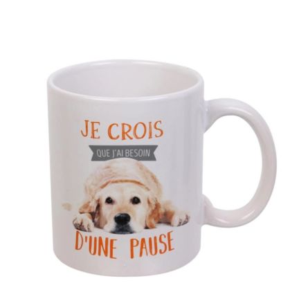 Mug en porcelaine - Humour chien "Je crois que j'ai besoin d'une pause"