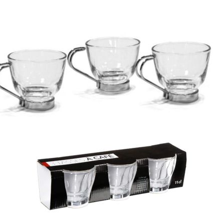 Lot de 3 tasse espresso 11cl - anse en métal amovible