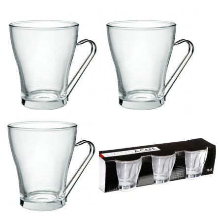 Lot de 3 tasse 23 cl - anse en métal amovible