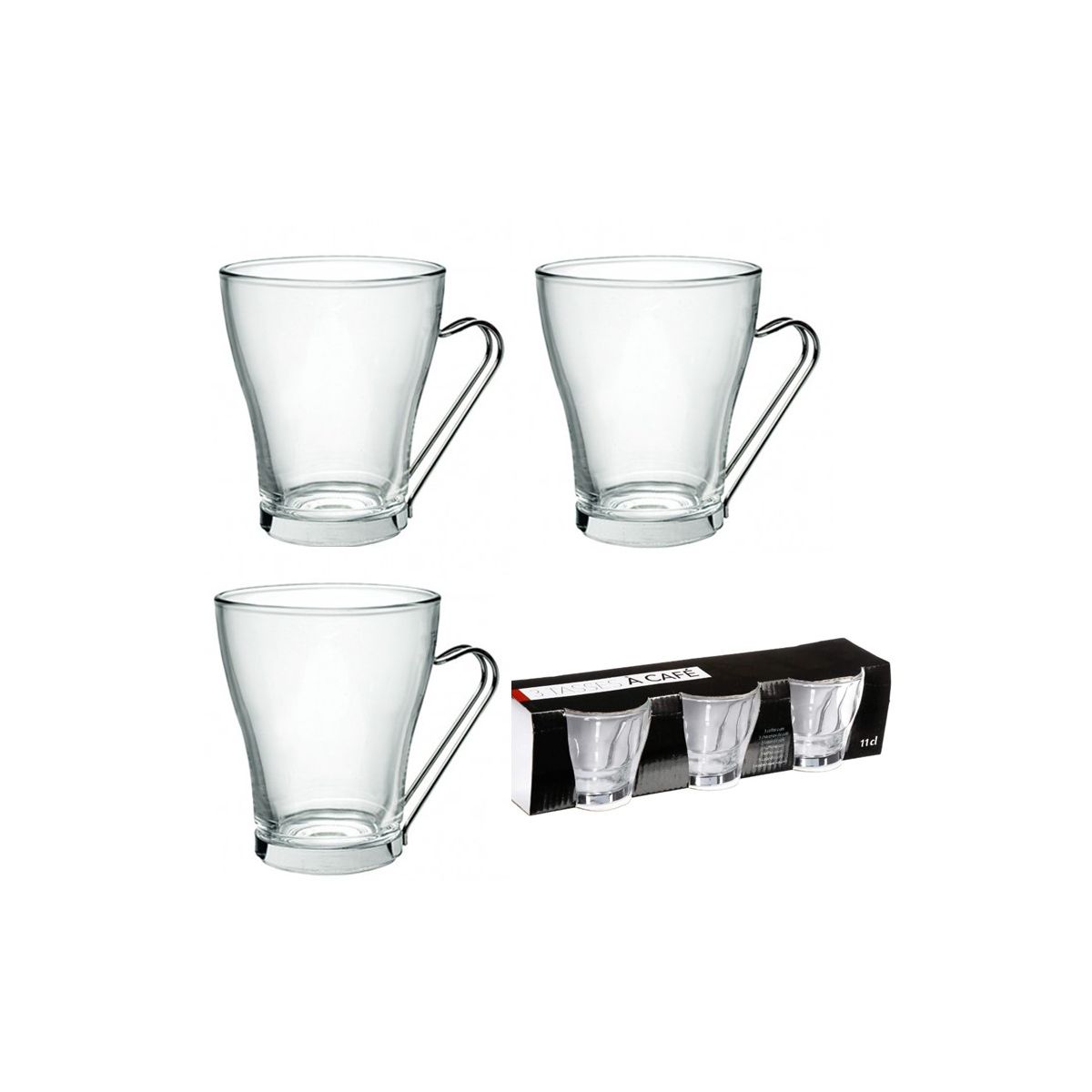 Lot de 3 tasse 23 cl - anse en métal amovible