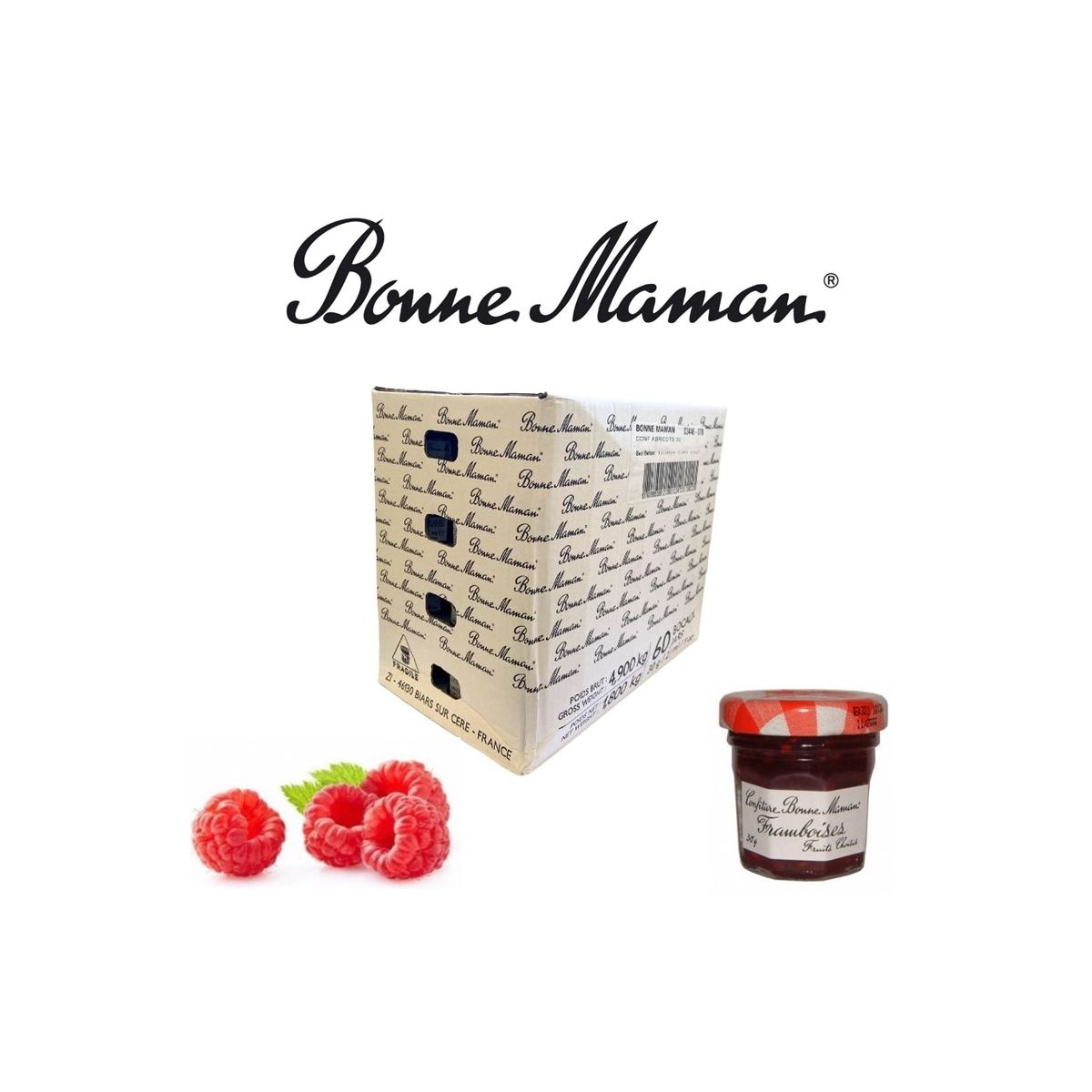 Confitures Framboise 30 g - BONNE MAMAN 60 petits pots