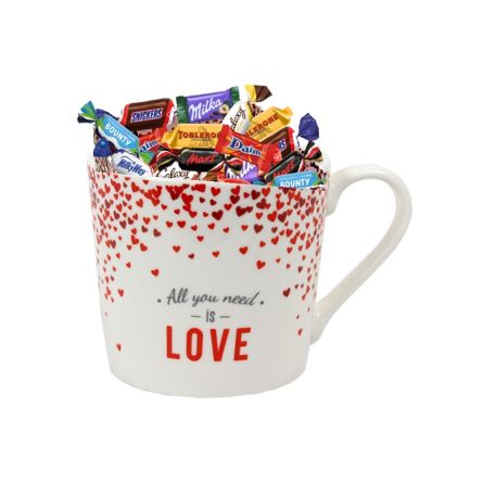 Mug céramique 30 cl + 25 chocolats - Collection Love