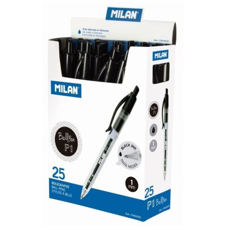 MILAN 25 stylos bille P1 noir transparent