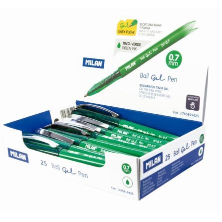 MILAN 25 stylos bille encre gel vert