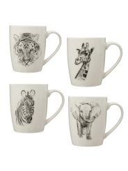 Lot de 4 mugs safari 36 cl