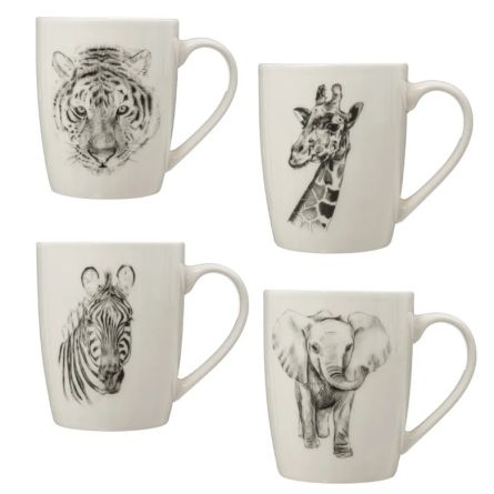 Lot de 4 mugs safari 36 cl