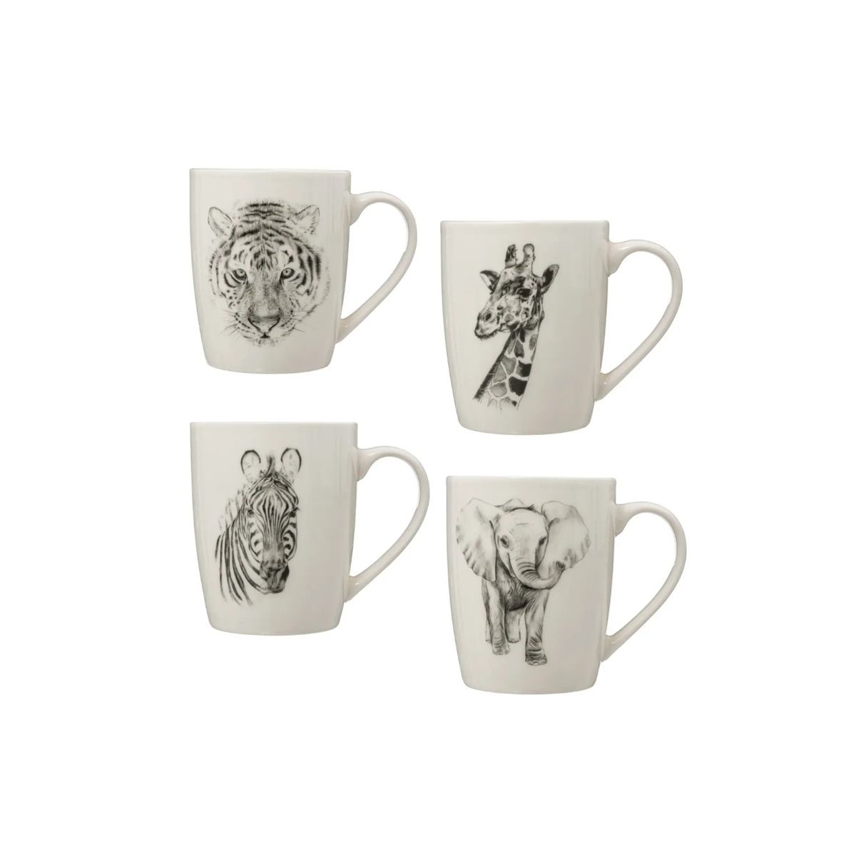 Lot de 4 mugs safari 36 cl