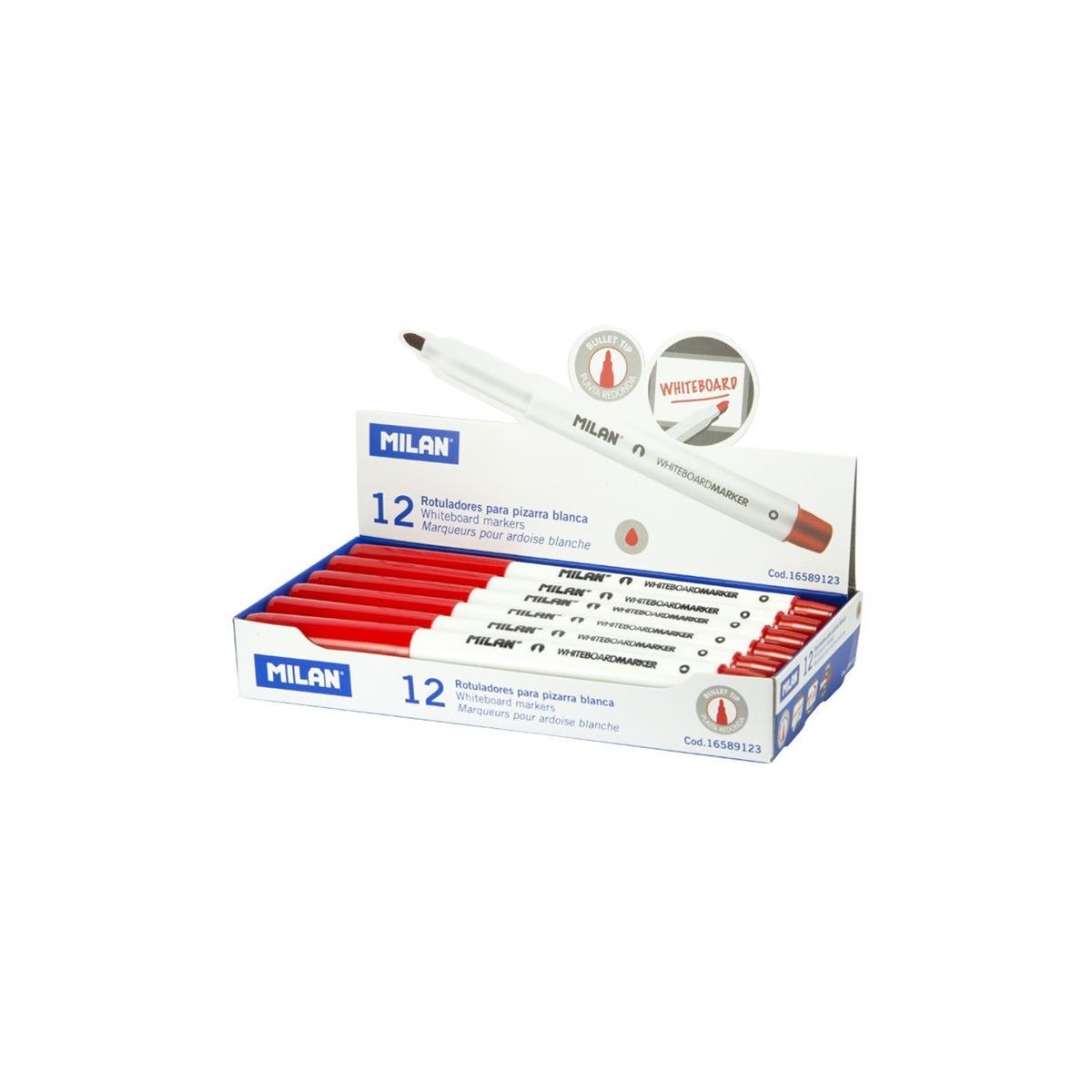 Marqueur effaçable rouge 12 pcs