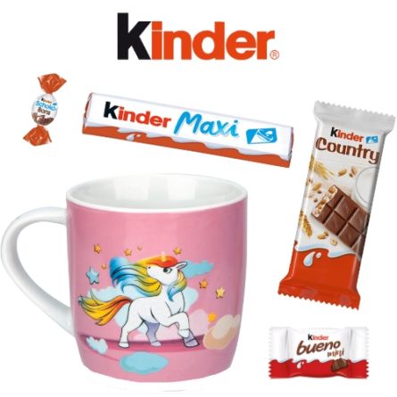 Mug licorne garni de 20 chocolats Kinder