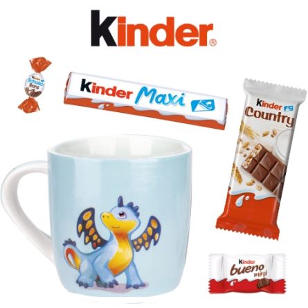 Mug dragon garni de 20 chocolats Kinder