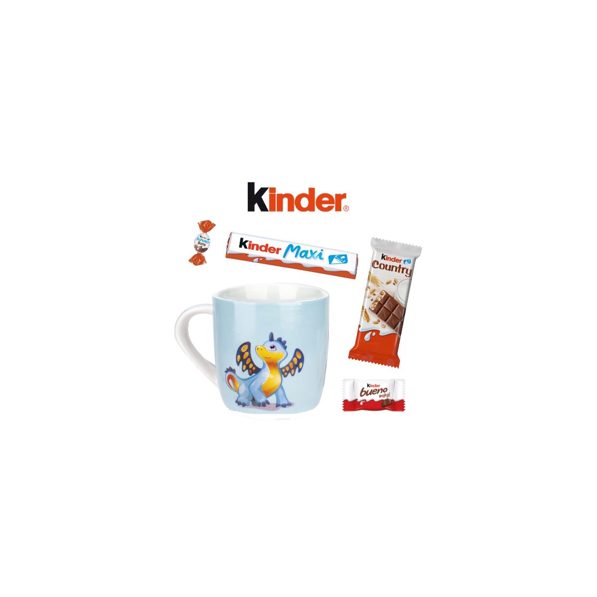 Mug dragon garni de 20 chocolats Kinder