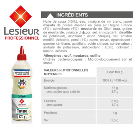 LESIEUR sauce tartare 970 ml