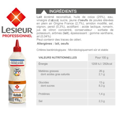 LESIEUR sauce kebab 970 ml