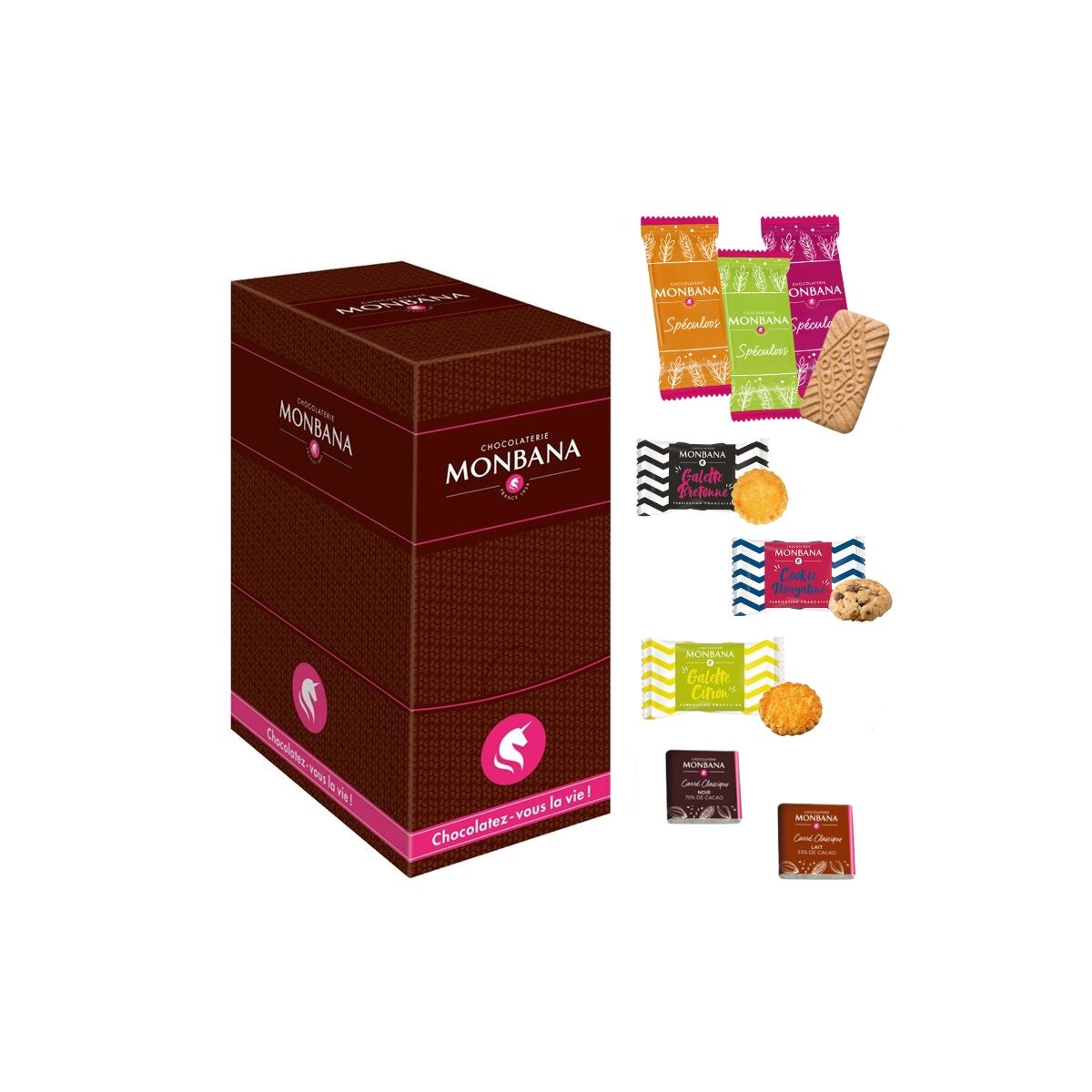 Mix biscuits chocolats - MONBANA® Boîte distributrice 150 pcs