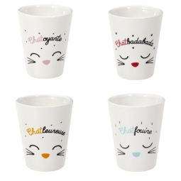 4 tasses à espresso chat 7cl