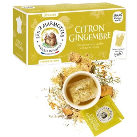 LES 2 MARMOTTES infusion citron gingembre - Boîte 30 sachets