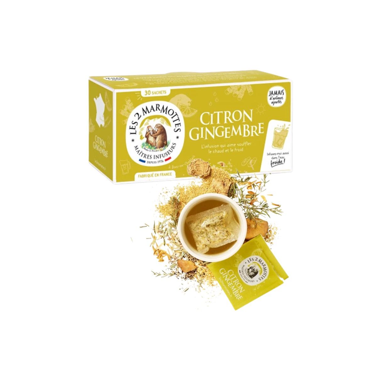 LES 2 MARMOTTES infusion citron gingembre - Boîte 30 sachets