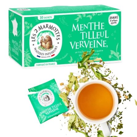 LES 2 MARMOTTES infusion menthe tilleul verveine - Boîte 30 sachet