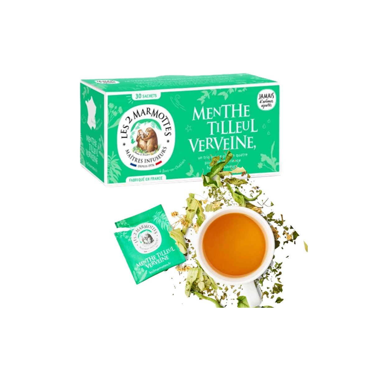 LES 2 MARMOTTES infusion menthe tilleul verveine - Boîte 30 sachet