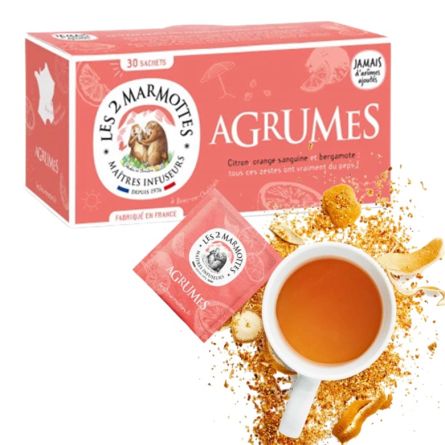 LES 2 MARMOTTES infusion agrumes - Boîte 30 sachets