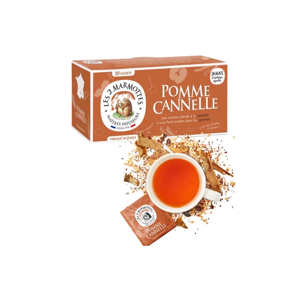 LES 2 MARMOTTES infusion pomme cannelle - Boîte 30 sachets