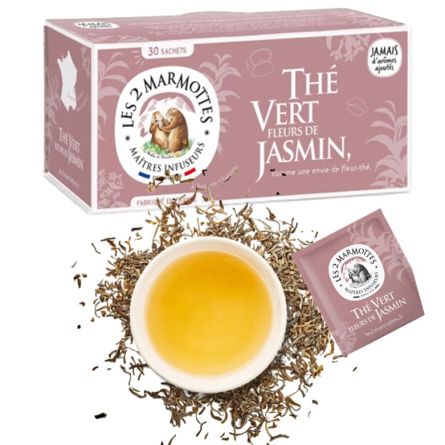 LES 2 MARMOTTES Thé vert fleurs de jasmin - 30 sachets