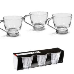 3 tasses en verre avec anse...