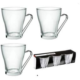 3 tasses en verre avec anse...