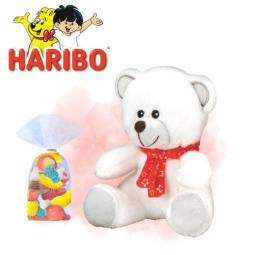 HARIBO Peluche ours blanc +...