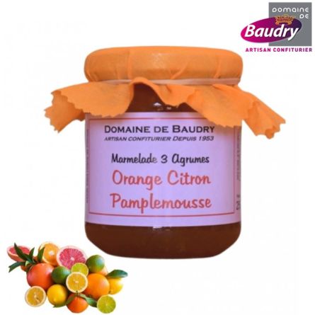 Confiture Marmelade 3 agrumes 250 g - BAUDRY