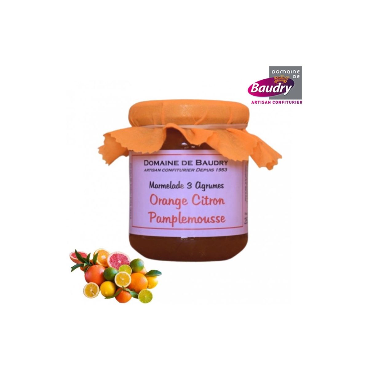 Confiture Marmelade 3 agrumes 250 g - BAUDRY