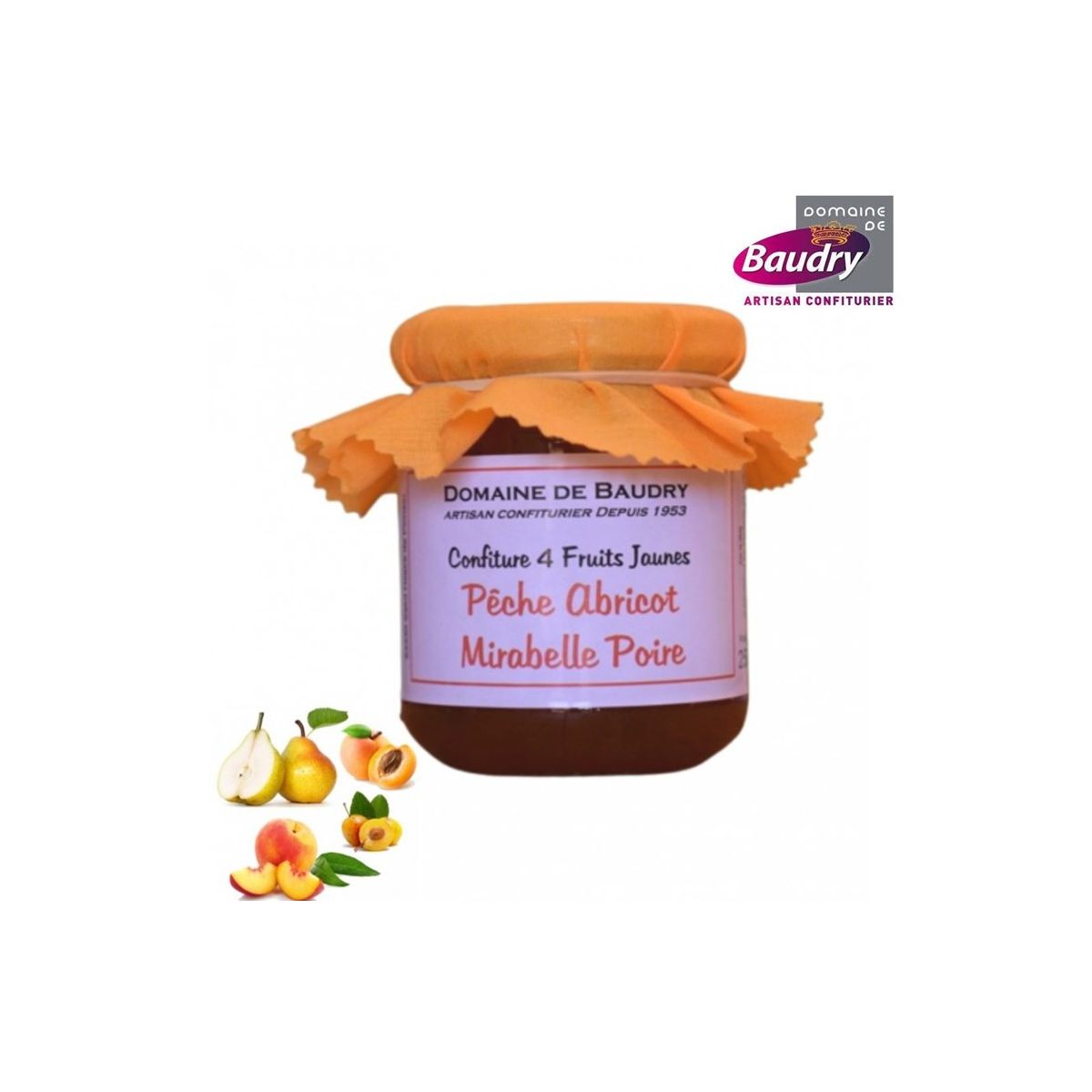 Confiture 4 fruits jaunes 250 g - BAUDRY