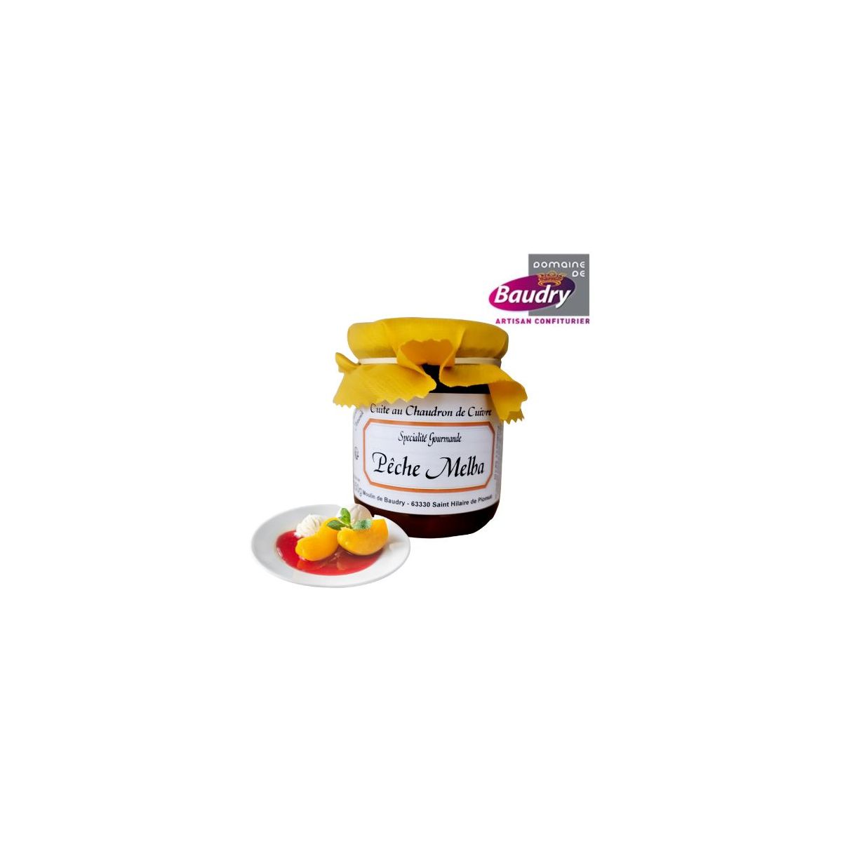 Confiture Pêche melba 250 g - BAUDRY