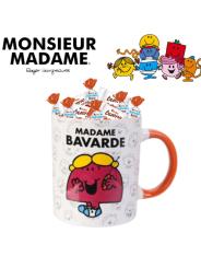 Mug Madame BAVARDE avec 20 chocolats KINDER