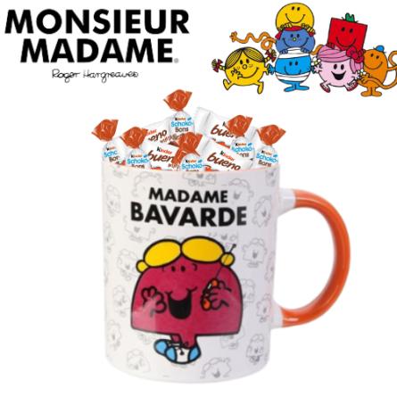Mug Madame BAVARDE avec 20 chocolats KINDER