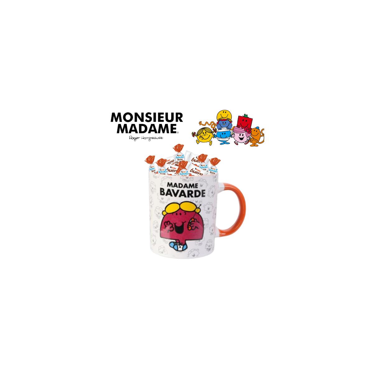Mug Madame BAVARDE avec 20 chocolats KINDER