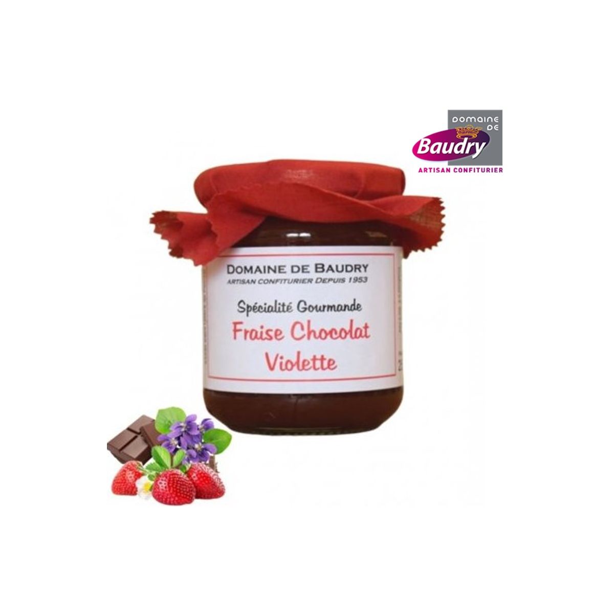 Confiture Fraise chocolat violette 250 g - BAUDRY