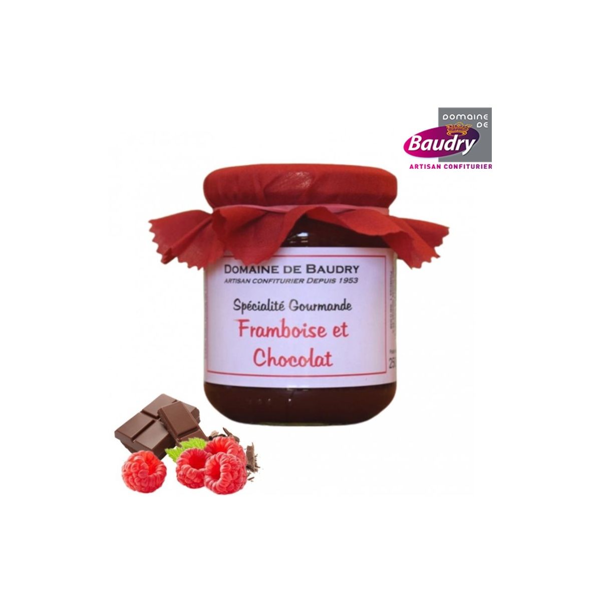 Confiture Framboise chocolat 250 g - BAUDRY