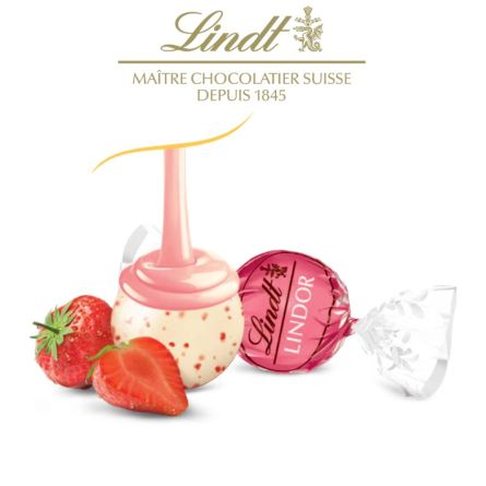 Chocolat blanc fraise - LINDOR® Sachet 25 pcs