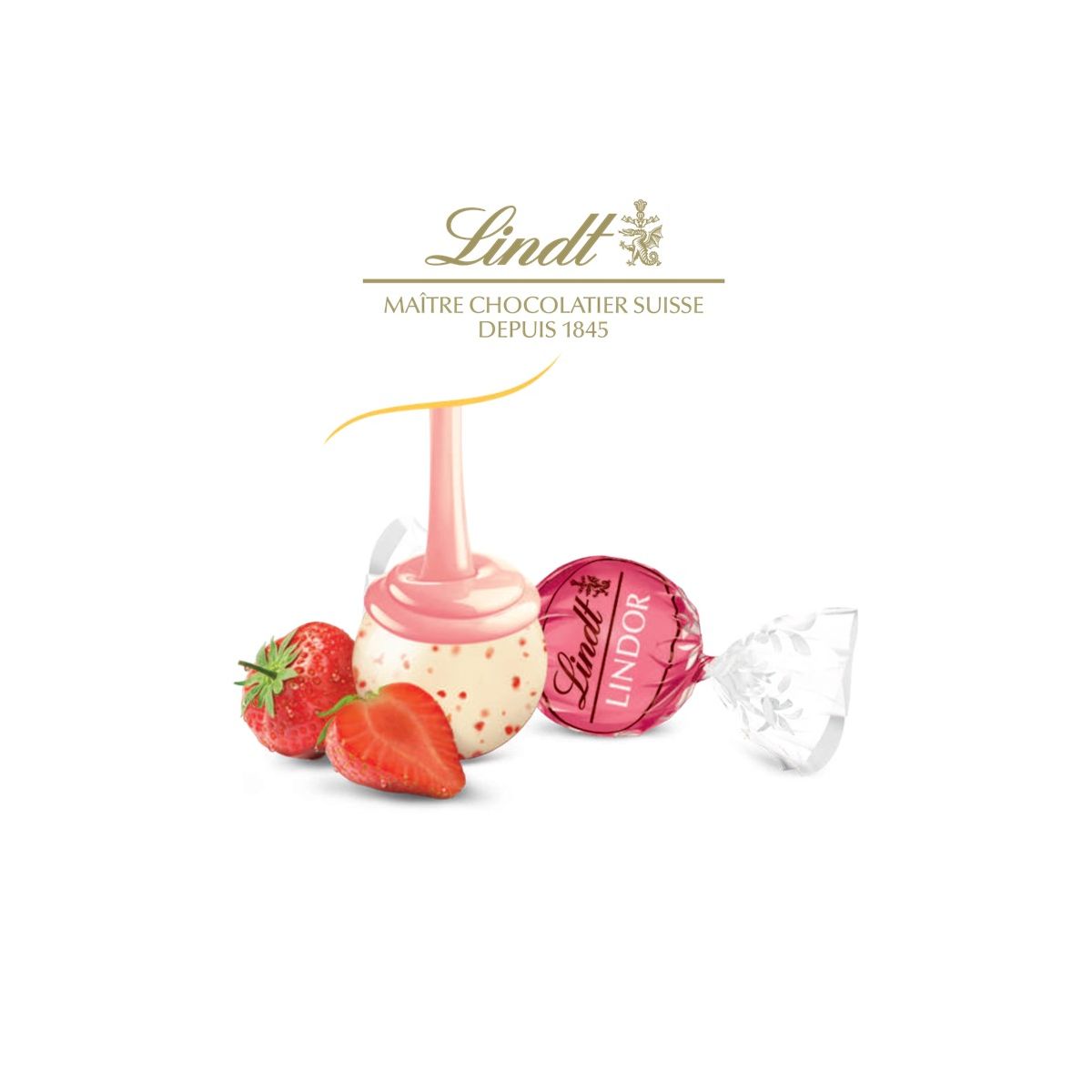 Chocolat blanc fraise - LINDOR® Sachet 25 pcs