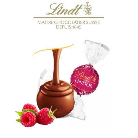 Chocolat lait framboise - LINDOR® Sachet 25 pcs