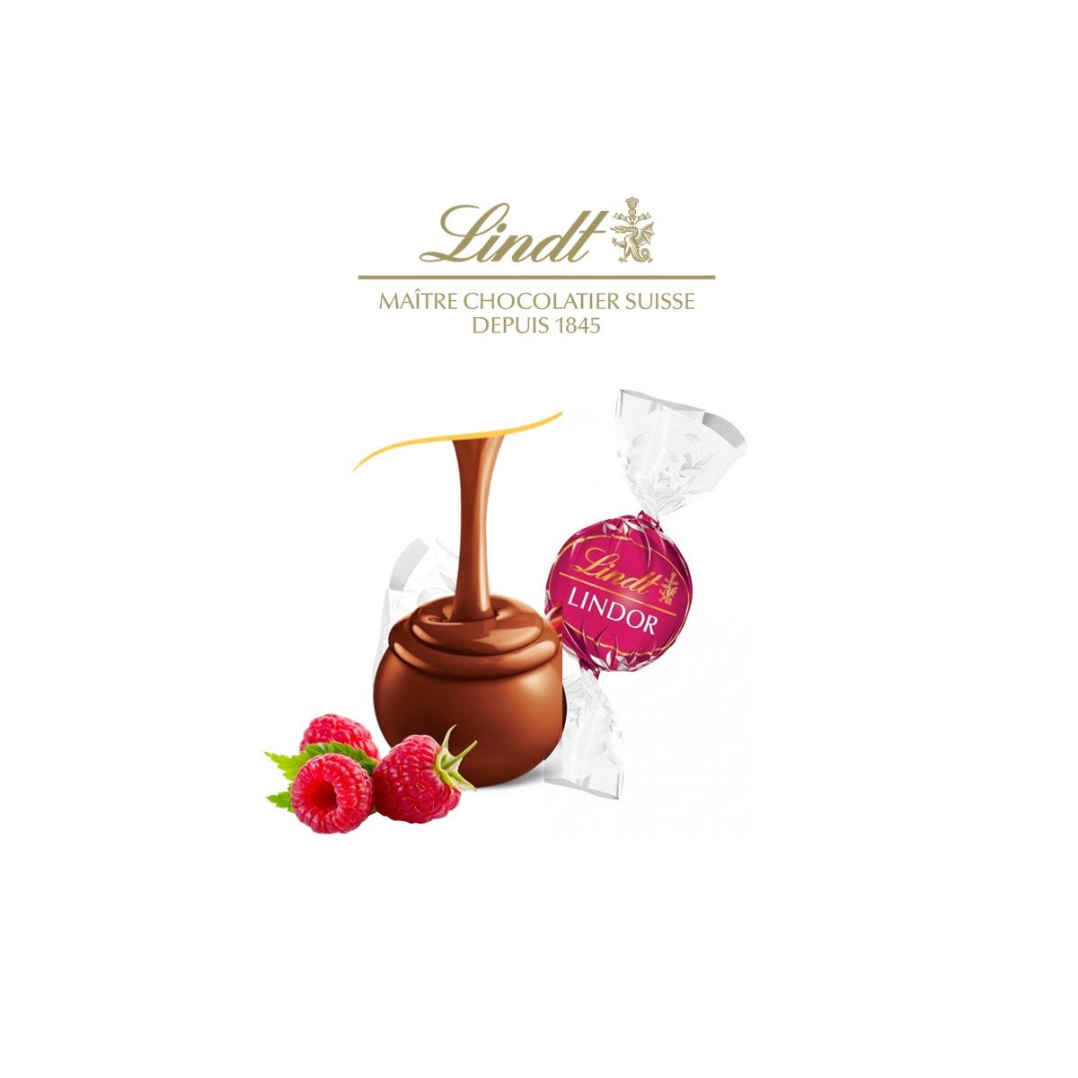 Chocolat lait framboise - LINDOR® Sachet 25 pcs