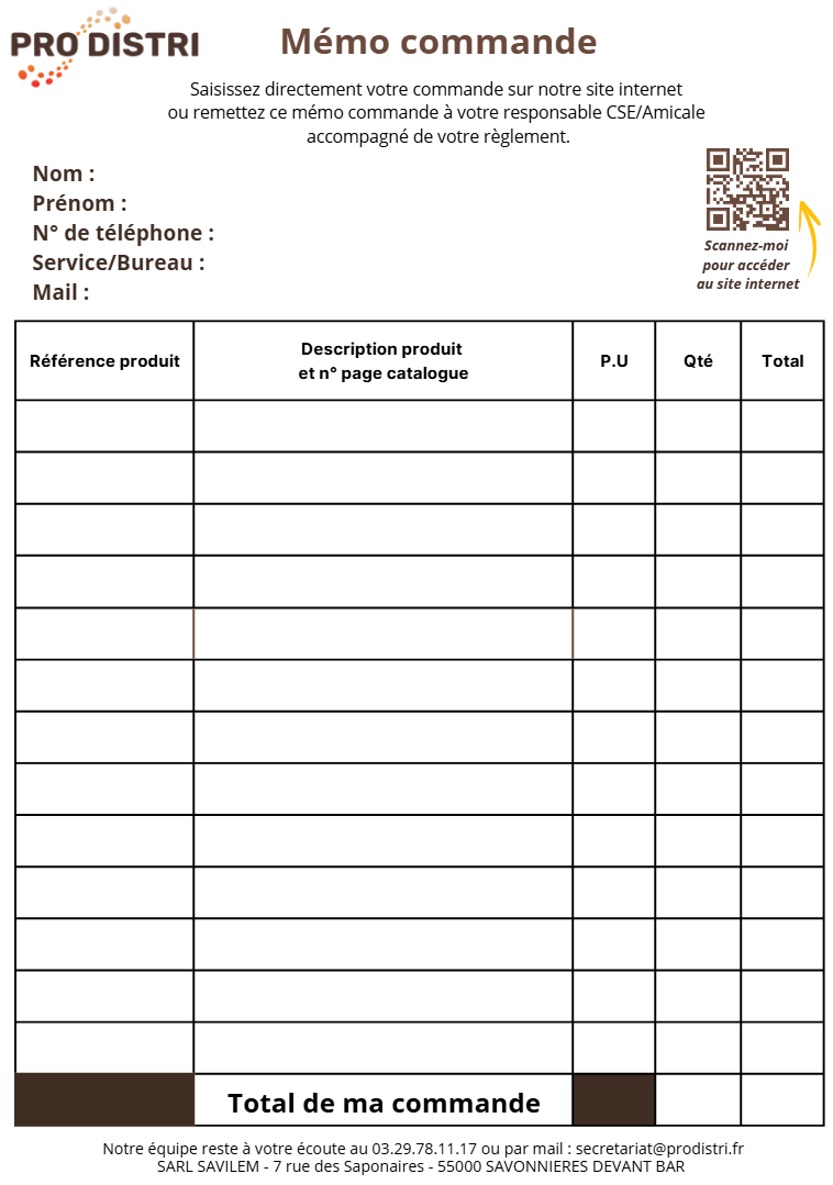 memo commande